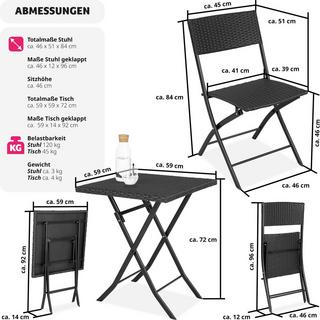 Tectake Salon de jardin TREVI 2 personnes  