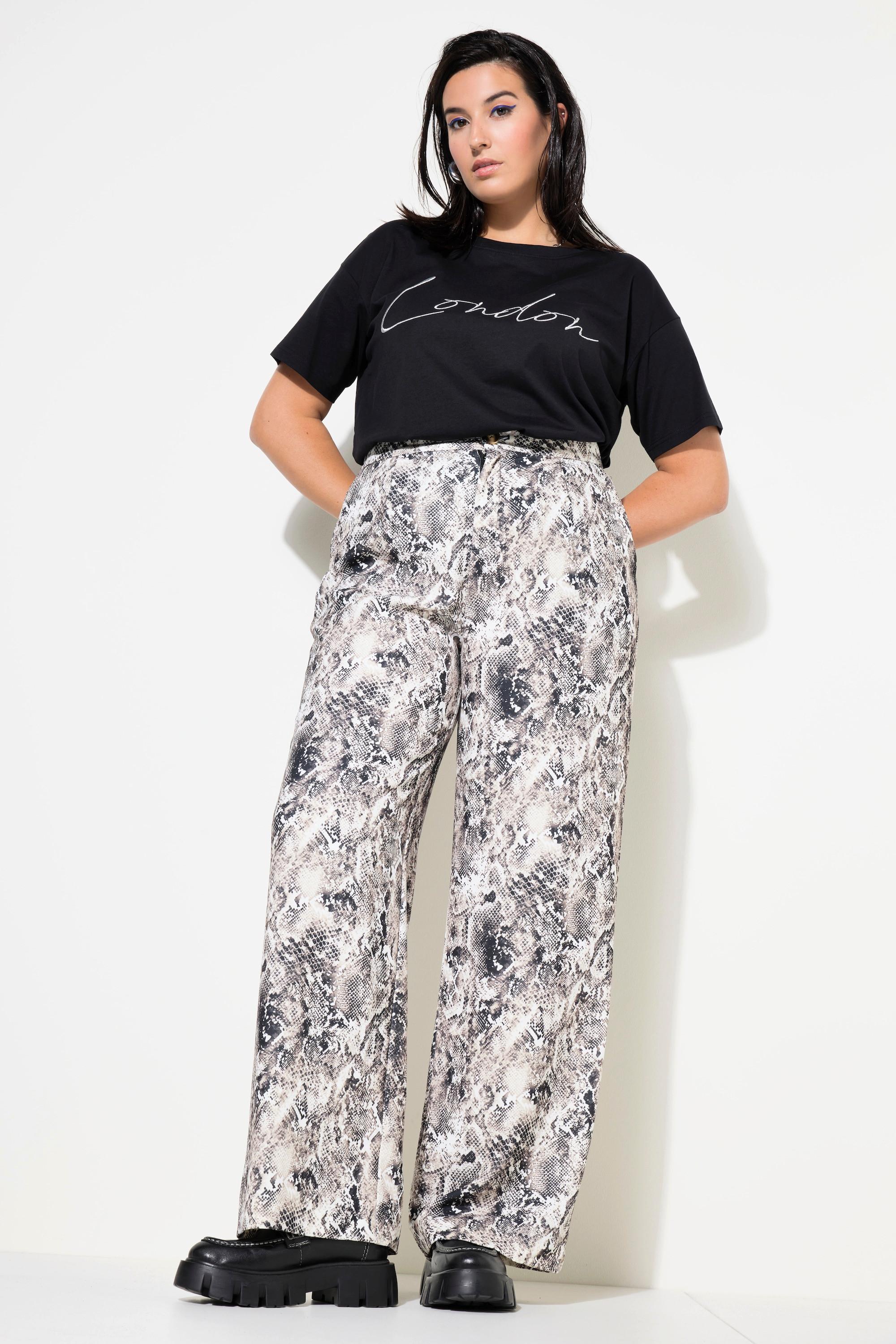 Studio Untold  Pantalon à jambes larges et taille haute. Imprimé python 