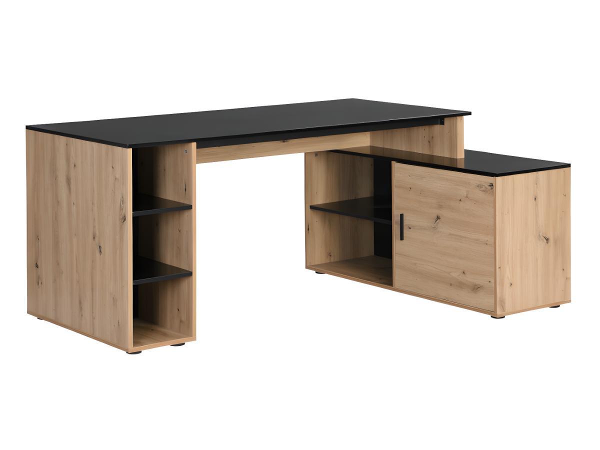 Vente-unique Scrivania angolare con scomparti  MDF  Naturale e Nero - ROMIARA  