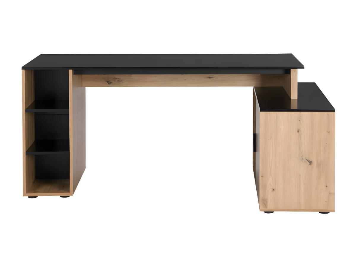 Vente-unique Bureau d'angle avec rangements - MDF - Naturel et noir - ROMIARA  