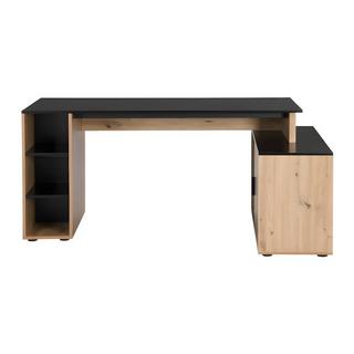 Vente-unique Scrivania angolare con scomparti  MDF  Naturale e Nero - ROMIARA  