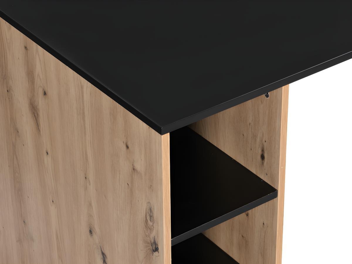 Vente-unique Bureau d'angle avec rangements - MDF - Naturel et noir - ROMIARA  