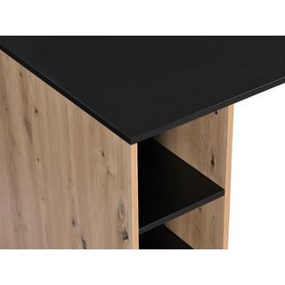 Vente-unique Bureau d'angle avec rangements - MDF - Naturel et noir - ROMIARA  