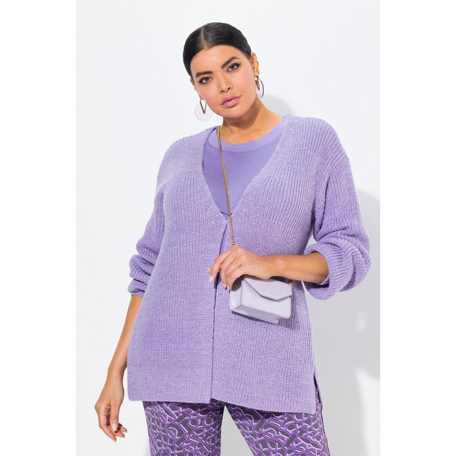 Ulla Popken Cardigan Oversize Paillettes Maille Côtelée  