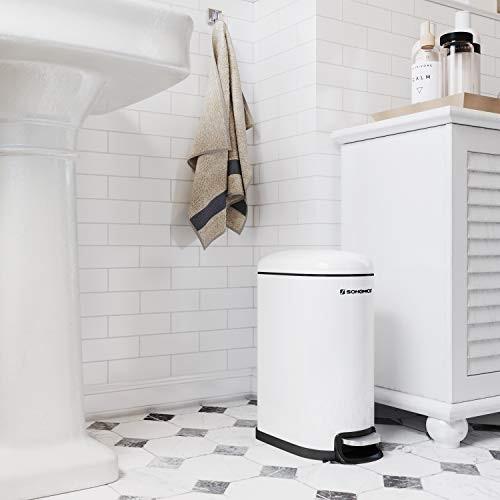 Pricenet Poubelle blanche fine de 10 L avec fermeture douce et seau intérieur  