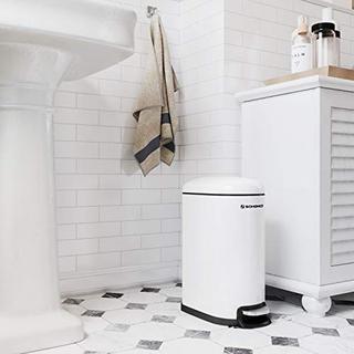 Pricenet Poubelle blanche fine de 10 L avec fermeture douce et seau intérieur  