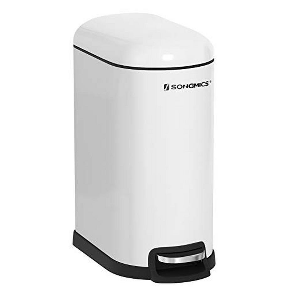 Pricenet Poubelle blanche fine de 10 L avec fermeture douce et seau intérieur  