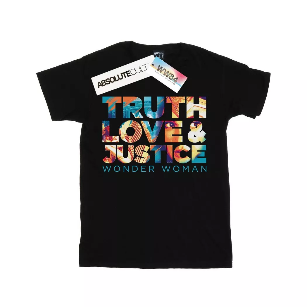 DC COMICS - 84 Truth Love Justice TShirt, für Damen, Schwarz, Größe XL