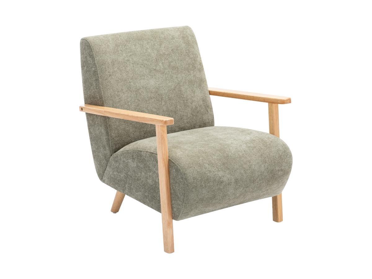 Vente-unique Fauteuil en tissu vert et bois JULOMO  