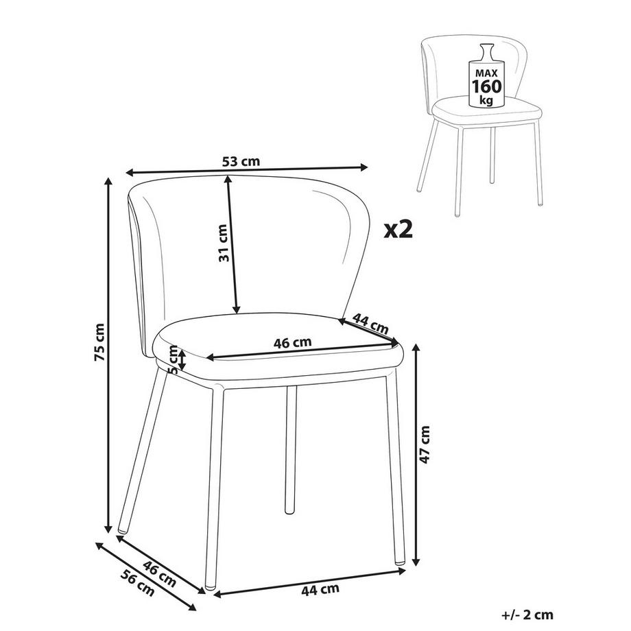 Beliani Set di 2 sedie da pranzo en Bouclé Scandinavo HOSKIN  