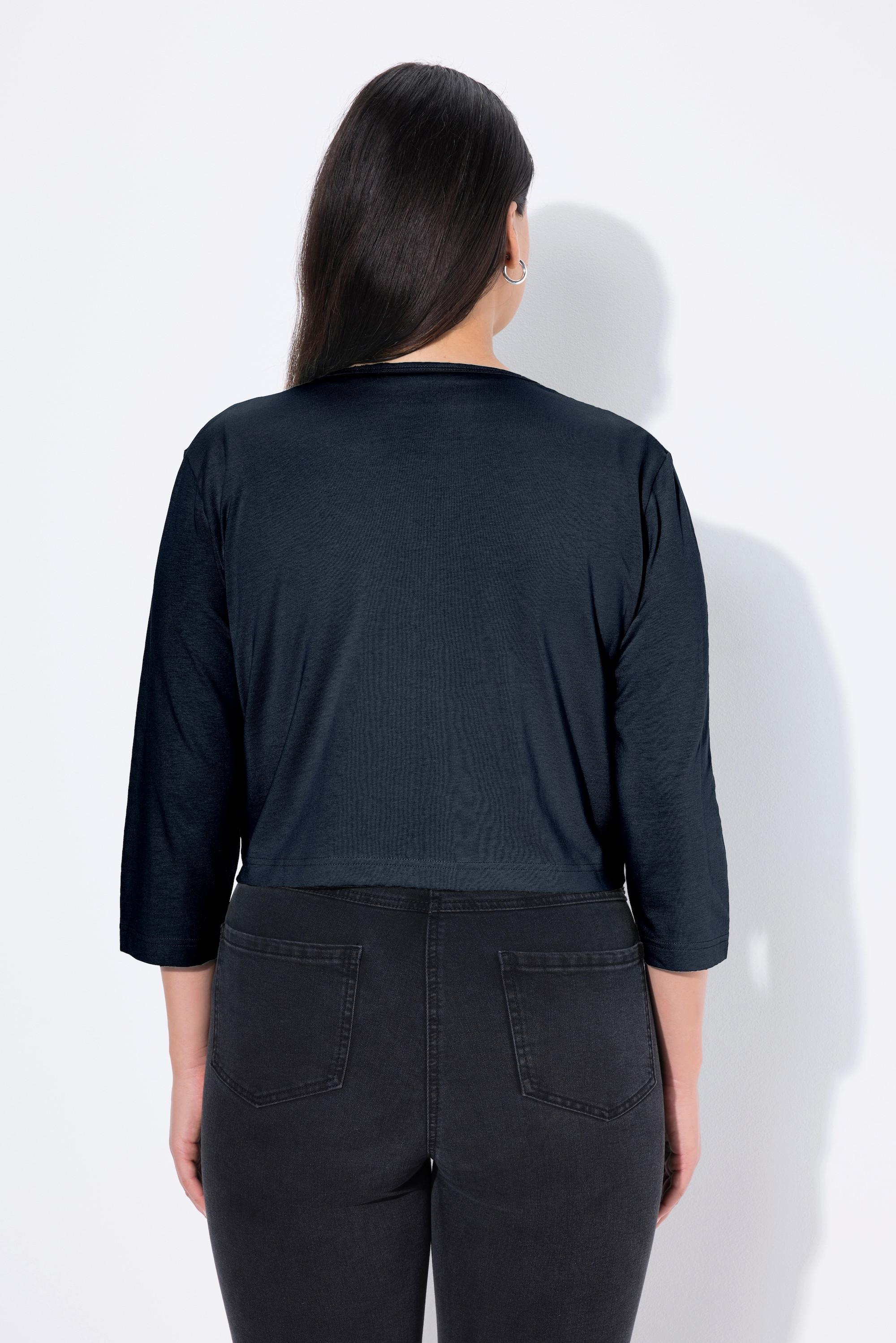 Ulla Popken Jersey Bolero kurze Jacke 3/4-Arm Saumknoten  