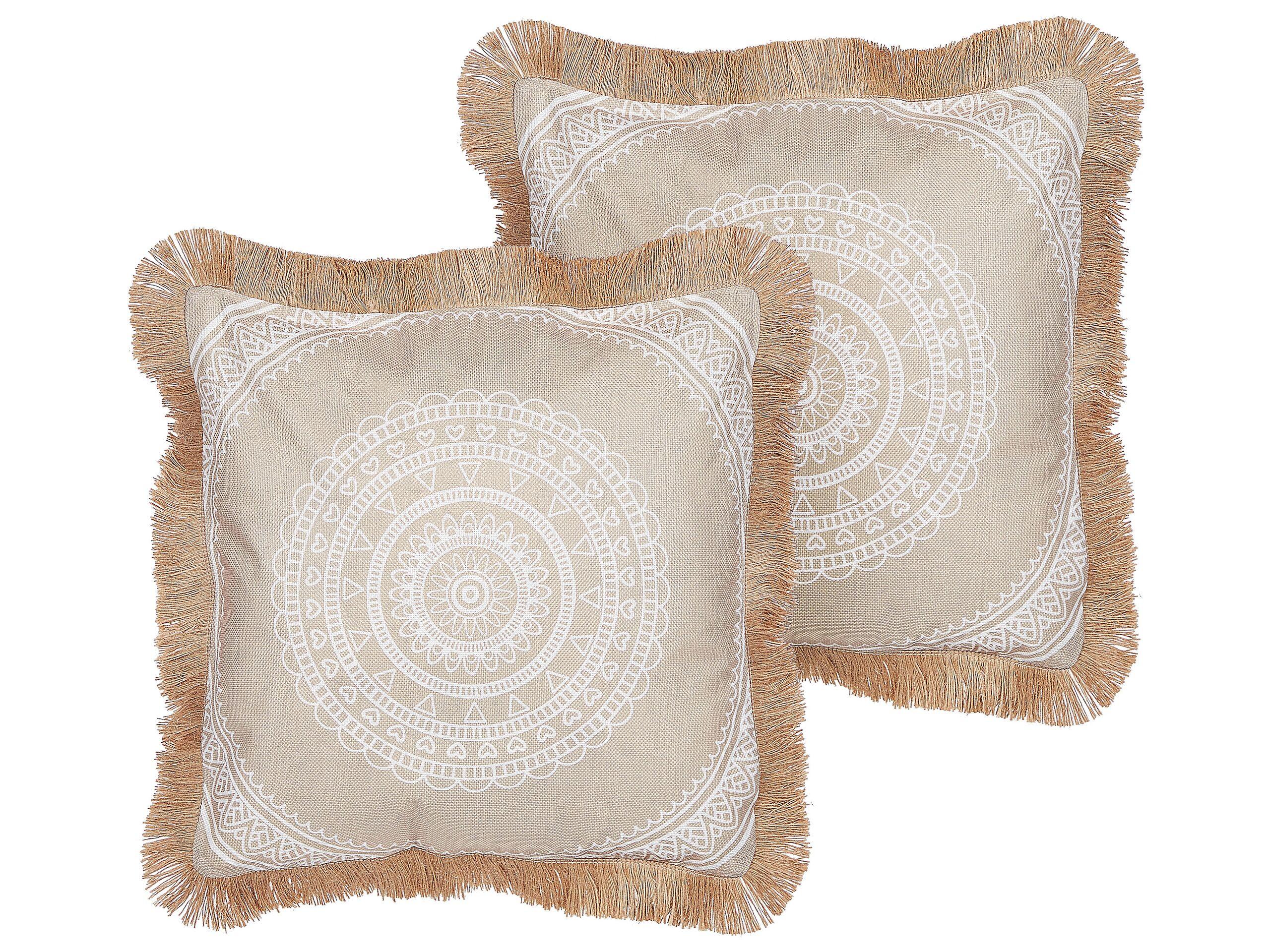 Beliani Lot de 2 coussins en Polyester Boho AGRIMONY  