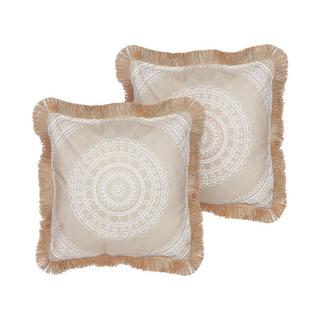 Beliani Lot de 2 coussins en Polyester Boho AGRIMONY  