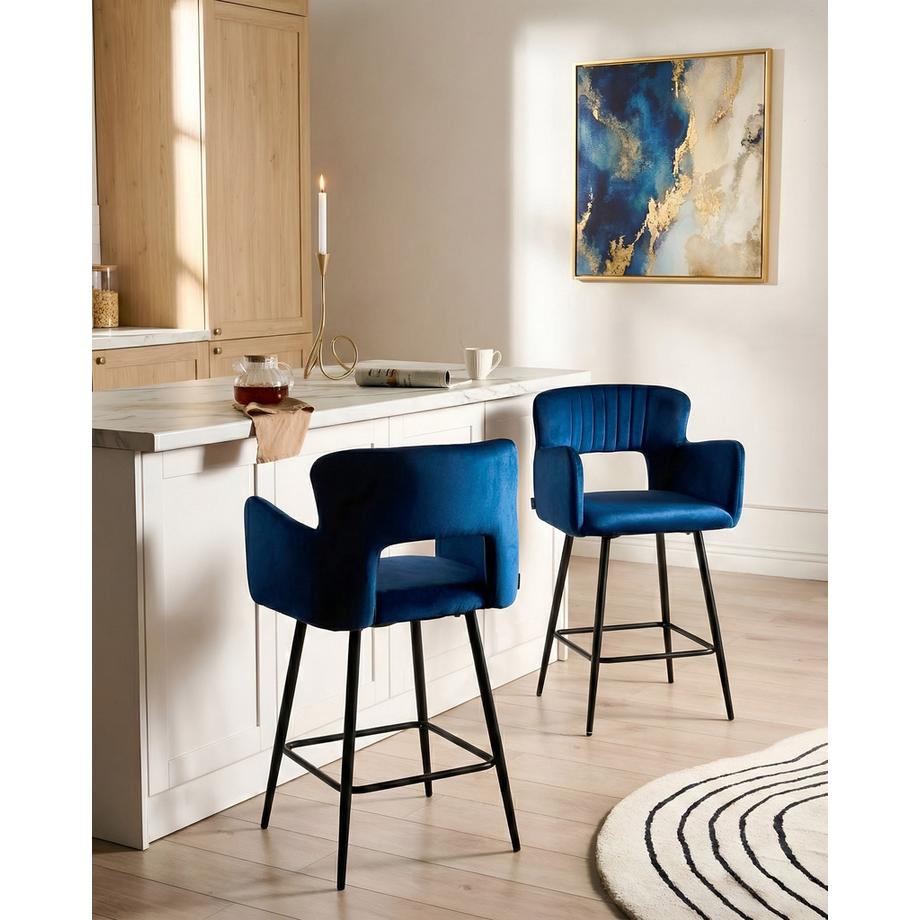 Beliani Set di 2 sedie alte en Velluto  SANILAC  