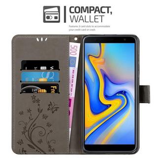 Cadorabo  Housse compatible avec Samsung Galaxy J6 PLUS - Coque de protection au design floral avec fermeture magnétique, fonction de support et emplacements pour cartes 