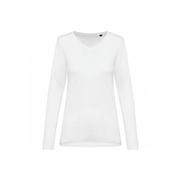 t-shirt da suprima con scollo a v e manica lunga