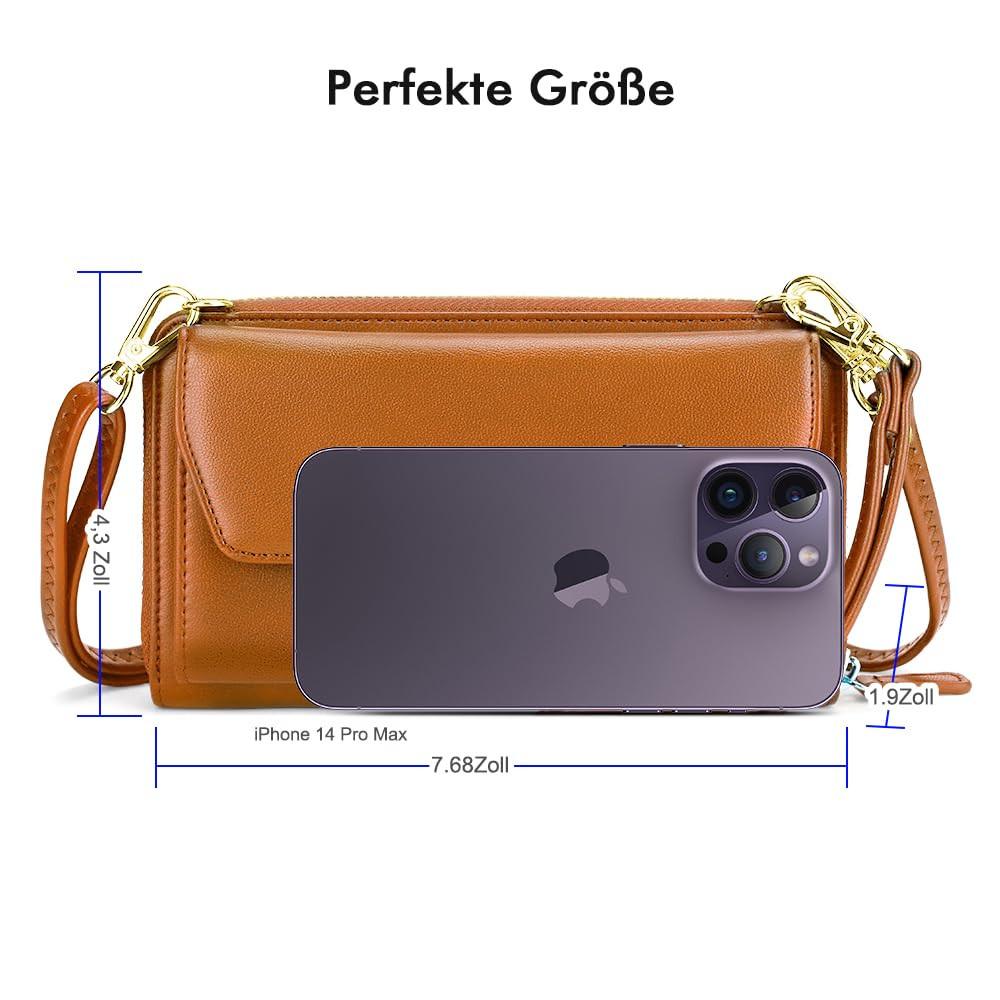 Only-bags.store Portafoglio Piccolo Scomparti Carte Credito Tasca Telefono Cerniera Due Cinghie  