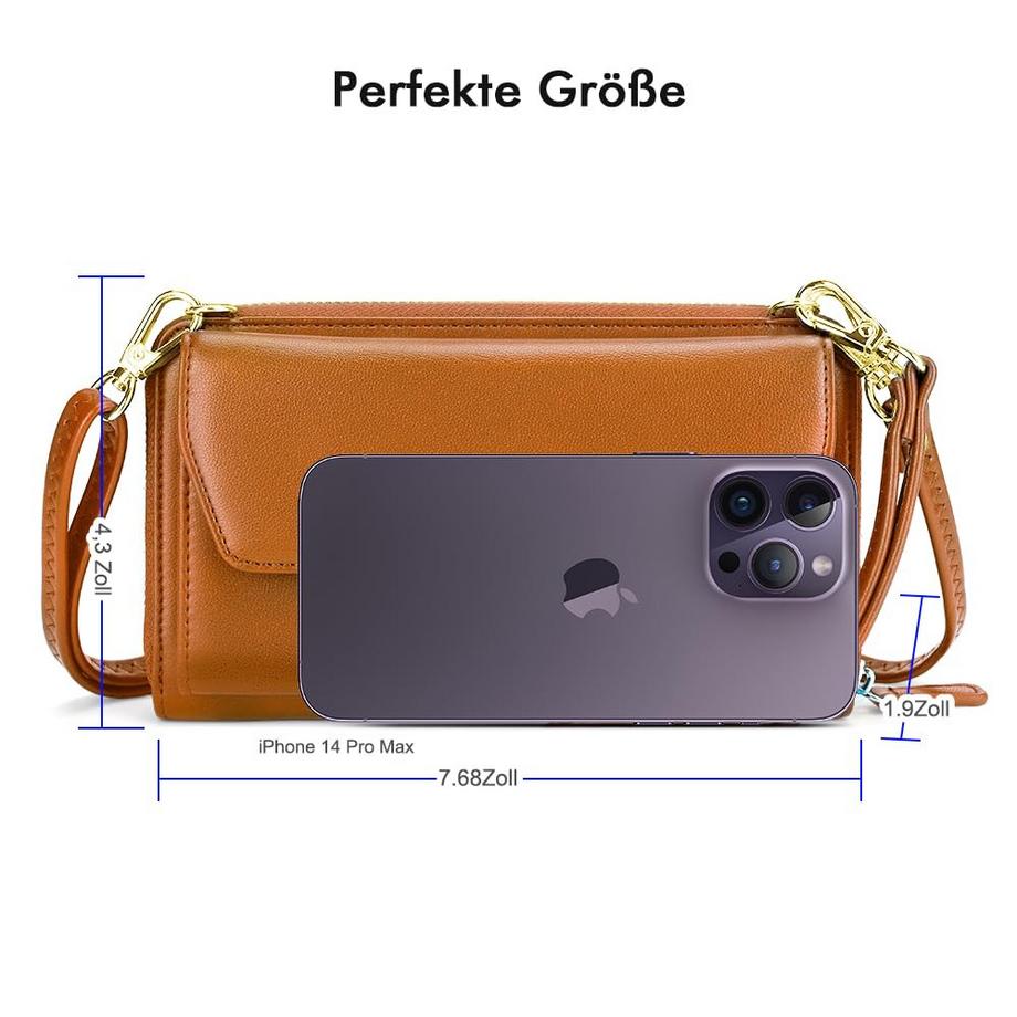 Only-bags.store Portafoglio Piccolo Scomparti Carte Credito Tasca Telefono Cerniera Due Cinghie  