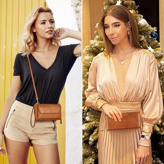 Only-bags.store Portafoglio Piccolo Scomparti Carte Credito Tasca Telefono Cerniera Due Cinghie  