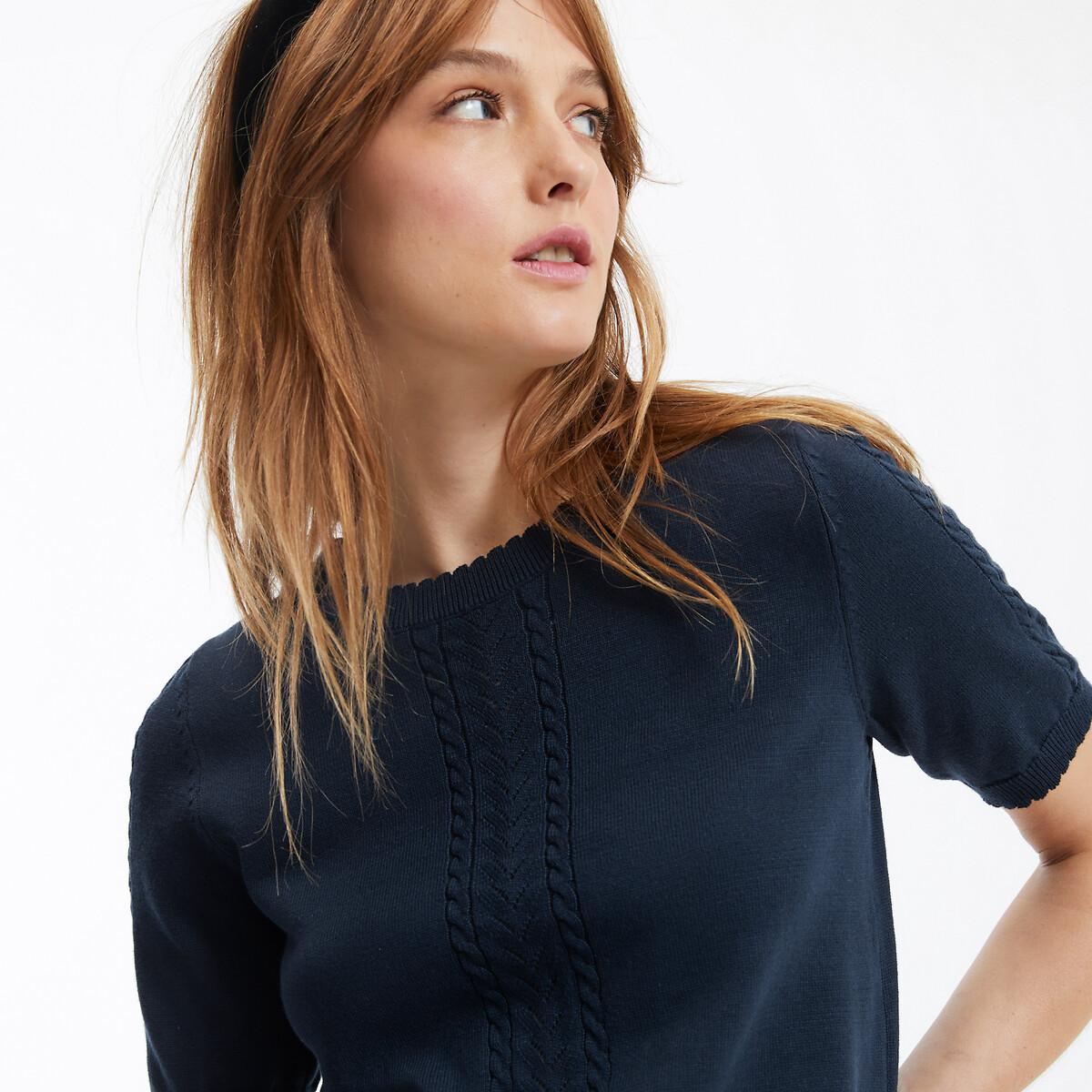 La Redoute Collections  Kurzärmeliger Pullover mit rundem Ausschnitt 