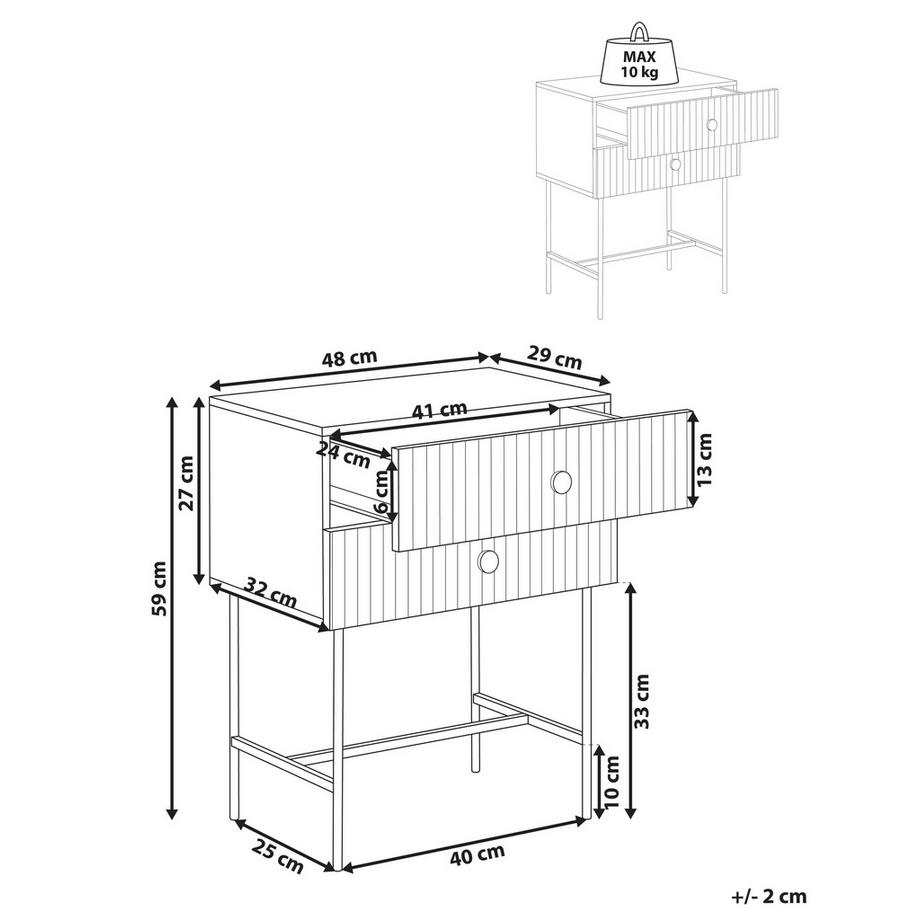 Beliani Table de nuit à 2 tiroirs en MDF  COVENTRY  