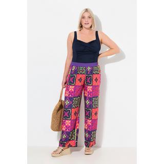 Ulla Popken Pantaloni Palazzo Fantasia Piastrelle Gamba Larga Cintura Elastica  