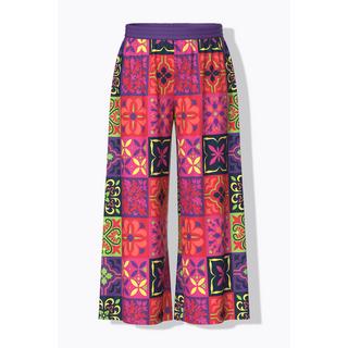 Ulla Popken Pantaloni Palazzo Fantasia Piastrelle Gamba Larga Cintura Elastica  