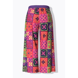 Ulla Popken Pantaloni Palazzo Fantasia Piastrelle Gamba Larga Cintura Elastica  