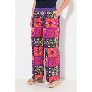 Ulla Popken Pantaloni Palazzo Fantasia Piastrelle Gamba Larga Cintura Elastica  