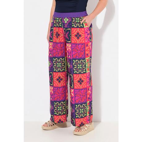 Ulla Popken Pantaloni Palazzo Fantasia Piastrelle Gamba Larga Cintura Elastica  