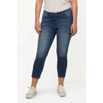 Jean Sarah, jambes étroites, taille haute, matière recyclée