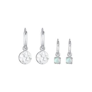 Elli  Boucles d'Oreilles Creolen Plättchen Opal Edelstein 2Er Set 925 Silber 