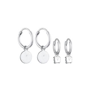 Elli  Ohrringe Creolen Plättchen Opal Edelstein 2Er Set 925 Silber 