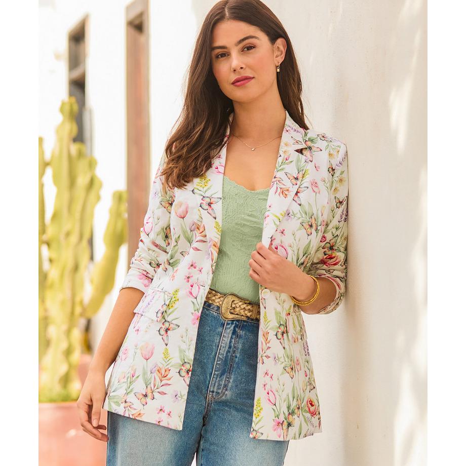 Joe Browns Veste Mélange Lin Imprimé Papillon Floral  