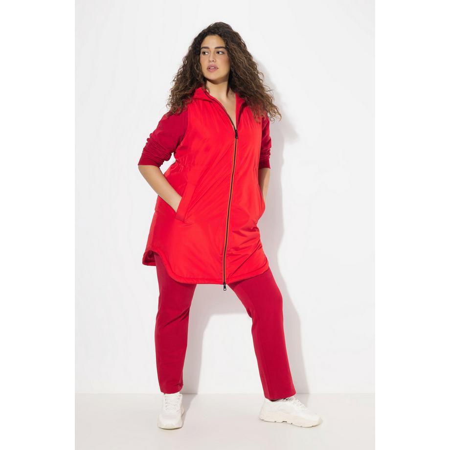 Ulla Popken Wasserabweisende Kapuzenweste mit 2-Wege-Zipper  