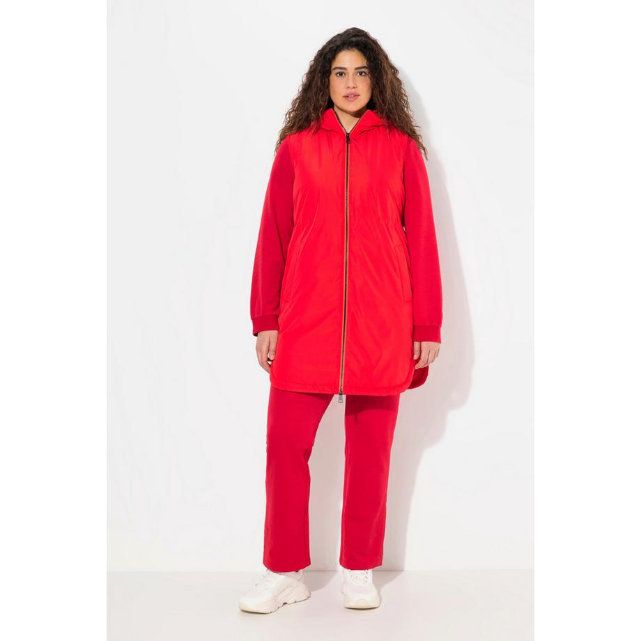 Ulla Popken Wasserabweisende Kapuzenweste mit 2-Wege-Zipper  