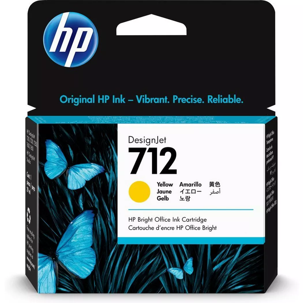 Hewlett-Packard – HP Tintenpatrone 712 yellow 3ED69A DesignJet T230/250/630 29ml, Gelb, One Size