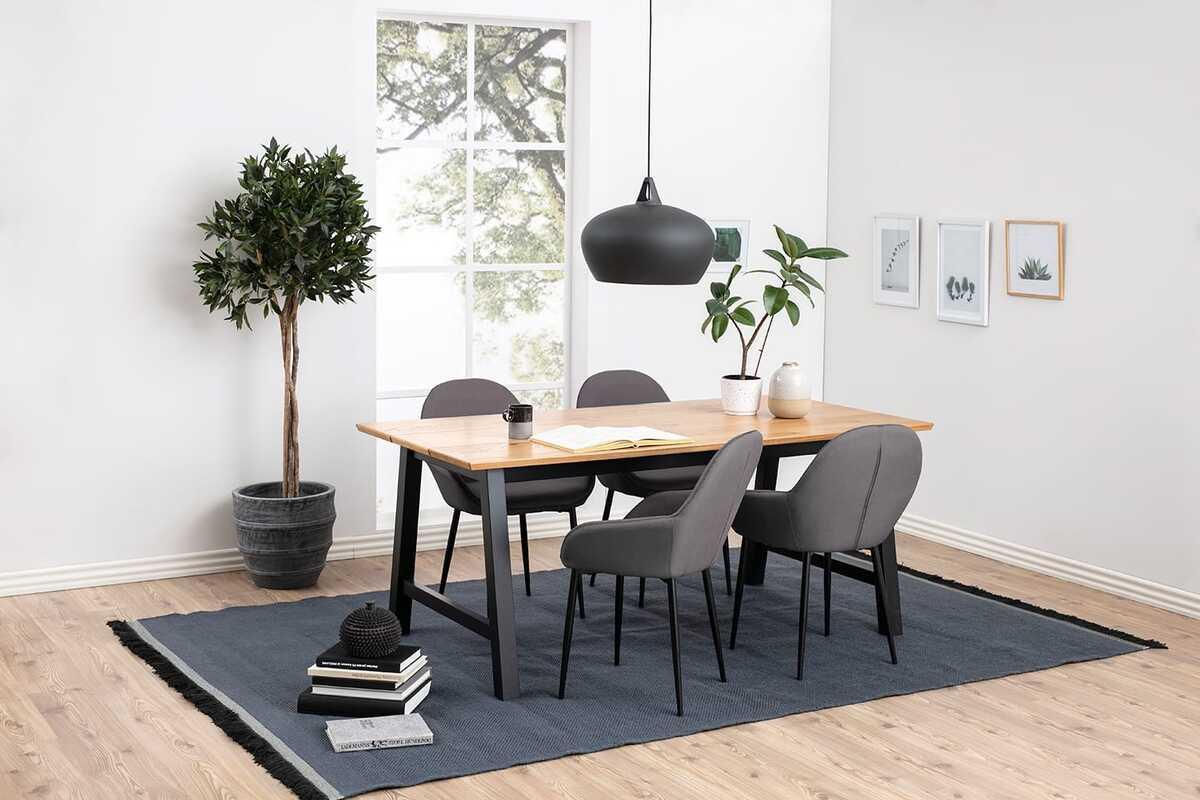 mutoni Chaise avec accoudoirs Riga gris noir  