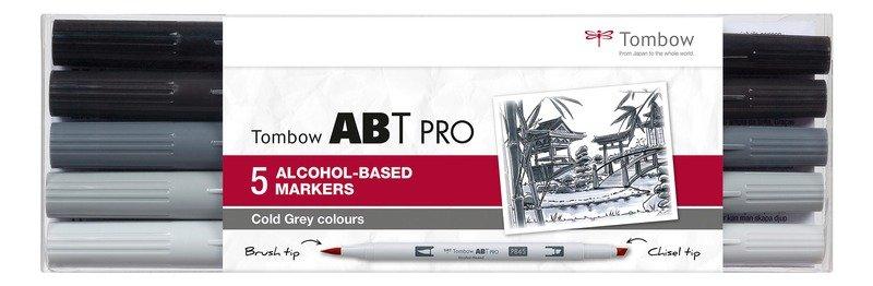 Tombow TOMBOW Dual Brush Pen ABT PRO ABTP-5P-4 Cold Grey Colours Set, 5 Stück  