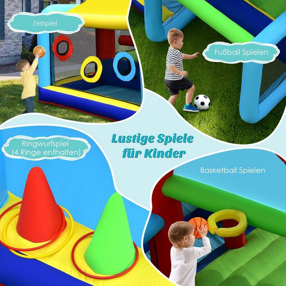 Northix  aufblasbare Hüpfburg Springburg mit Doppelrutschen Outdoor Bunt 