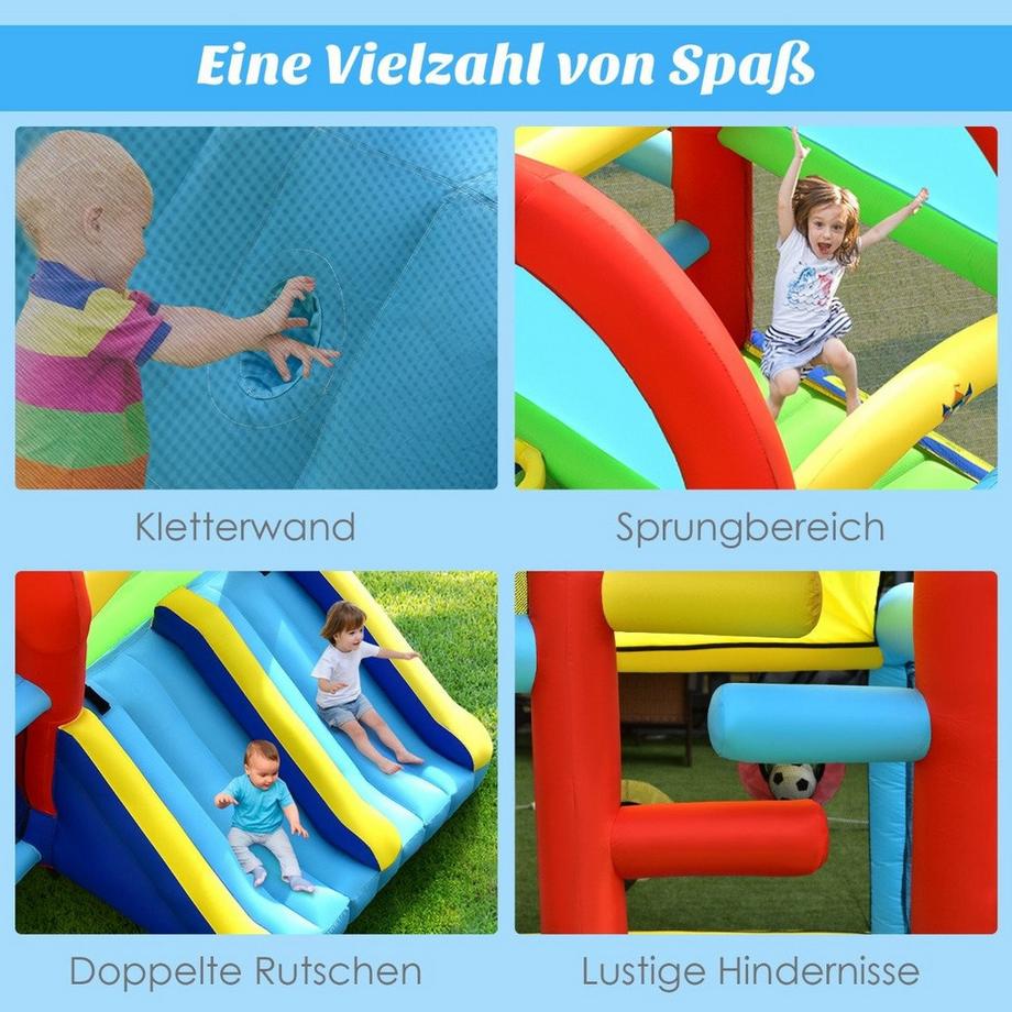 Northix  aufblasbare Hüpfburg Springburg mit Doppelrutschen Outdoor Bunt 