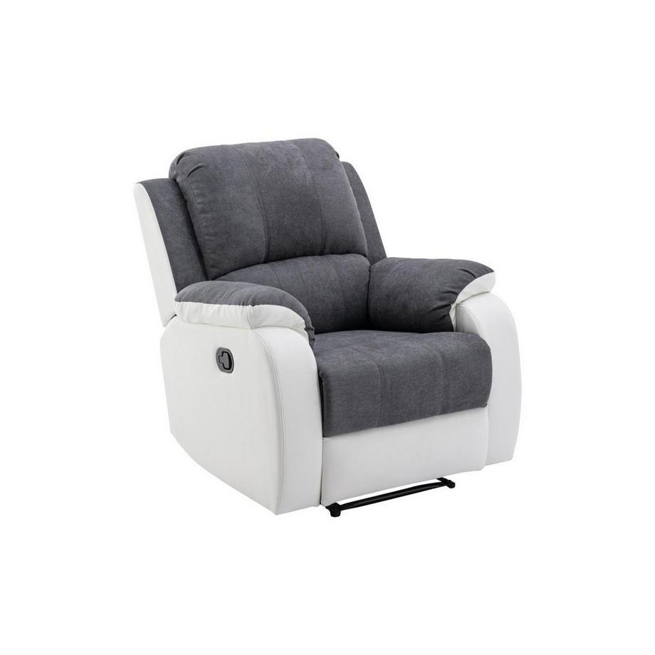 Vente-unique Divano 3 posti e poltrona relax in Microfibra e Similpelle Grigio e Bianco - BRODY  