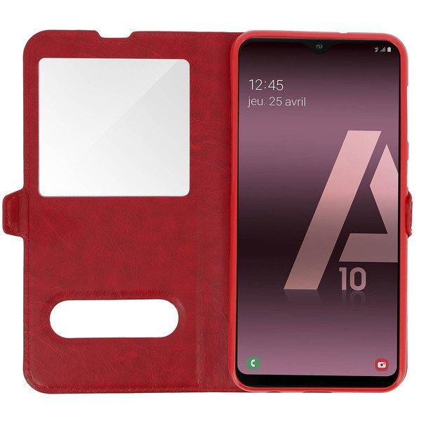 Avizar  Étui Samsung A10 double Fenêtres Rouge 