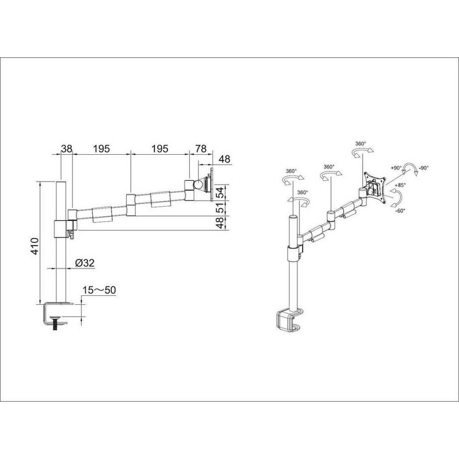 Multibrackets  Tischhalterung Officeline Single II bis 8 kg ? Schwarz 