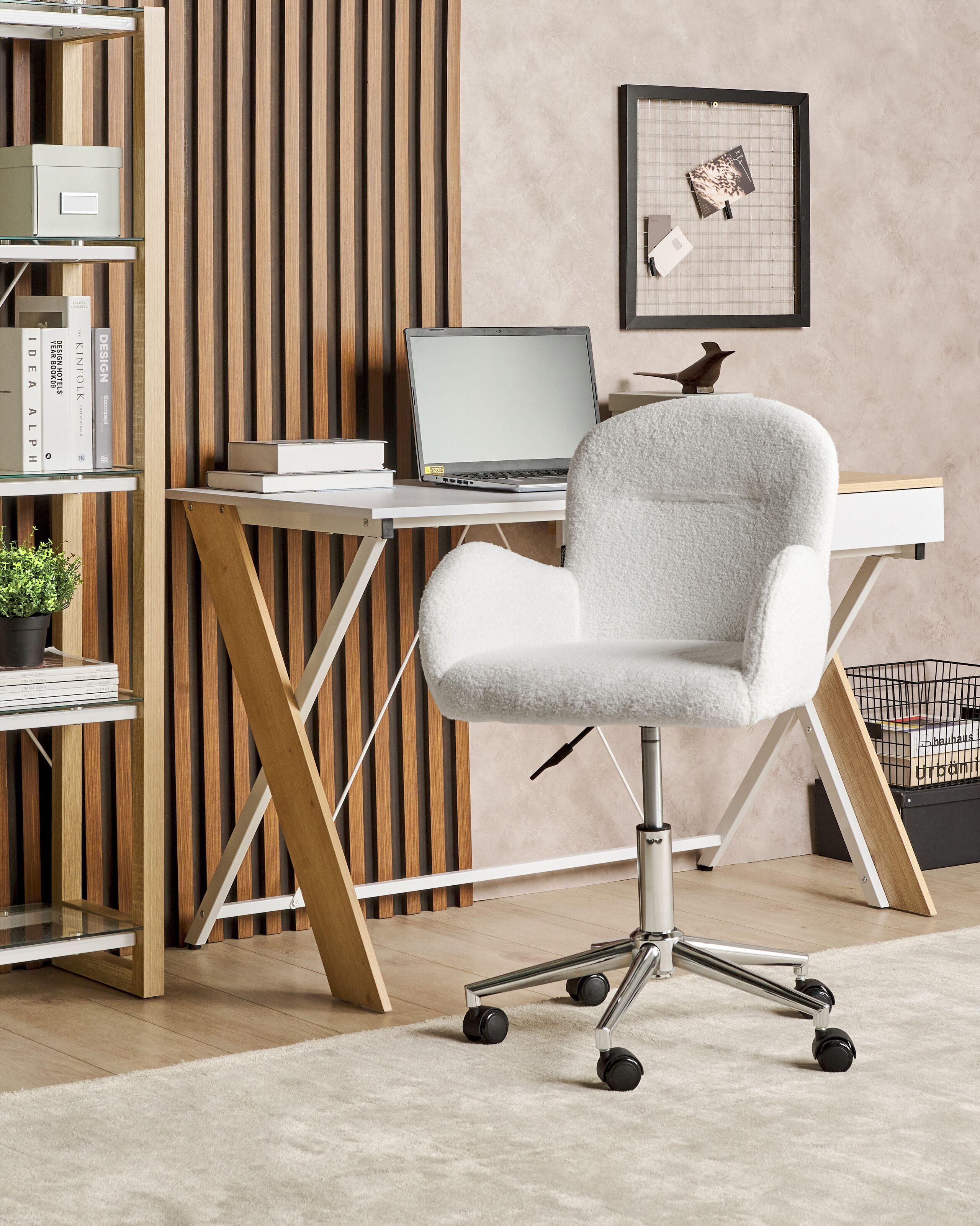 Beliani Chaise de bureau en Bouclé Rétro PRIDDY  