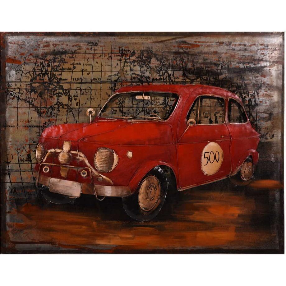 Tableau métallique 3D voiture rouge Visionik 100x80