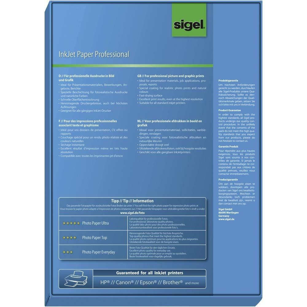 Sigel Inkjet Paper Professional  Tintenstrahl Druckerpapier DIN A4 160 g/m² 100 Blatt Hochweiß  