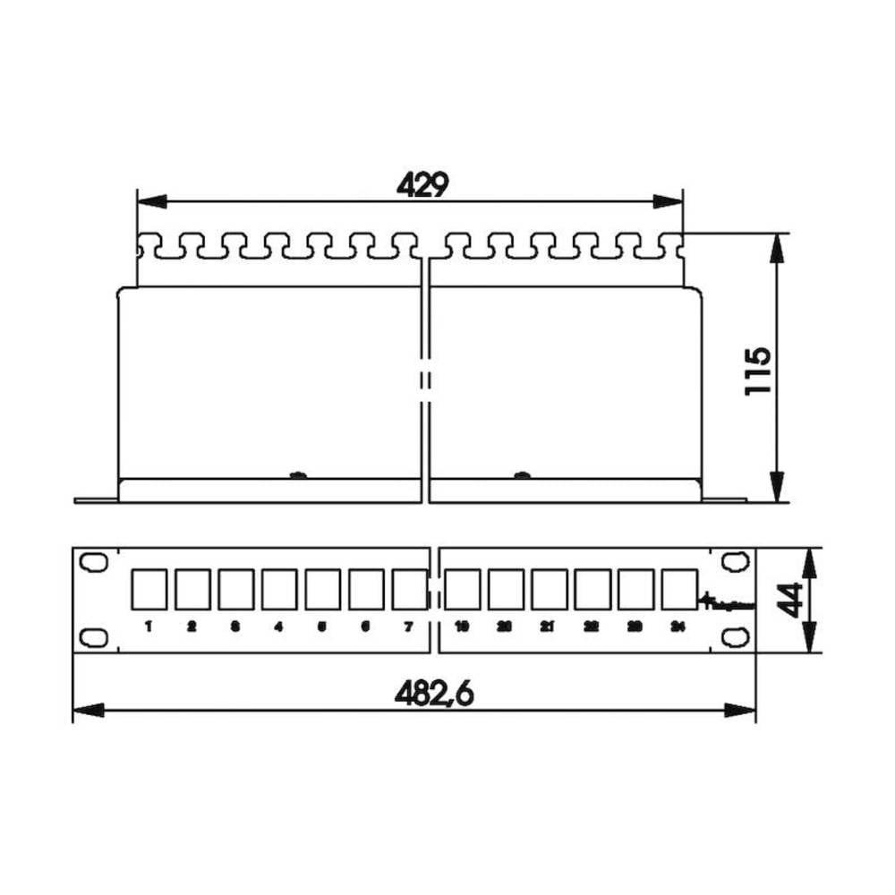 Telegärtner  24 Porte Patchpanel di rete 483 mm (19) CAT 6A 1 U Grigio (RAL 7035) senza con 