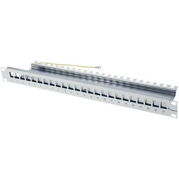 24 Porte Patchpanel di rete 483 mm (19) CAT 6A 1 U Grigio (RAL 7035) senza con