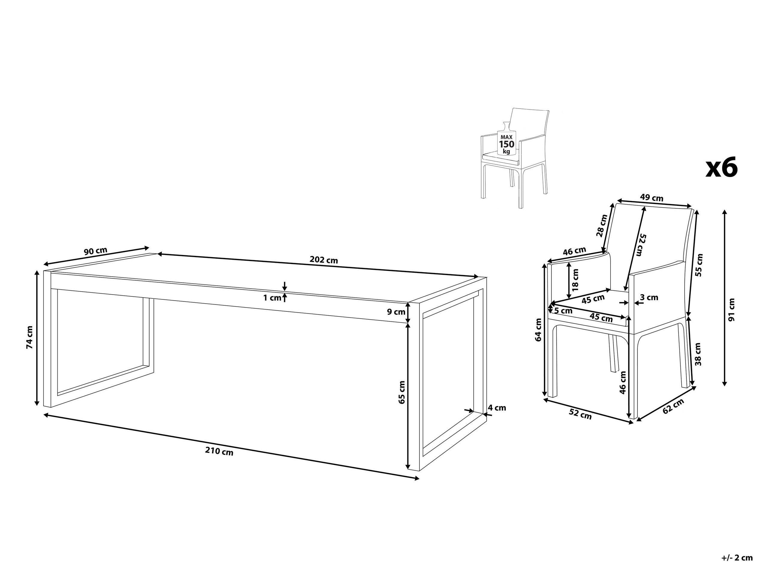 Beliani Essgruppe für 6 Personen aus Aluminium Modern BACOLI  